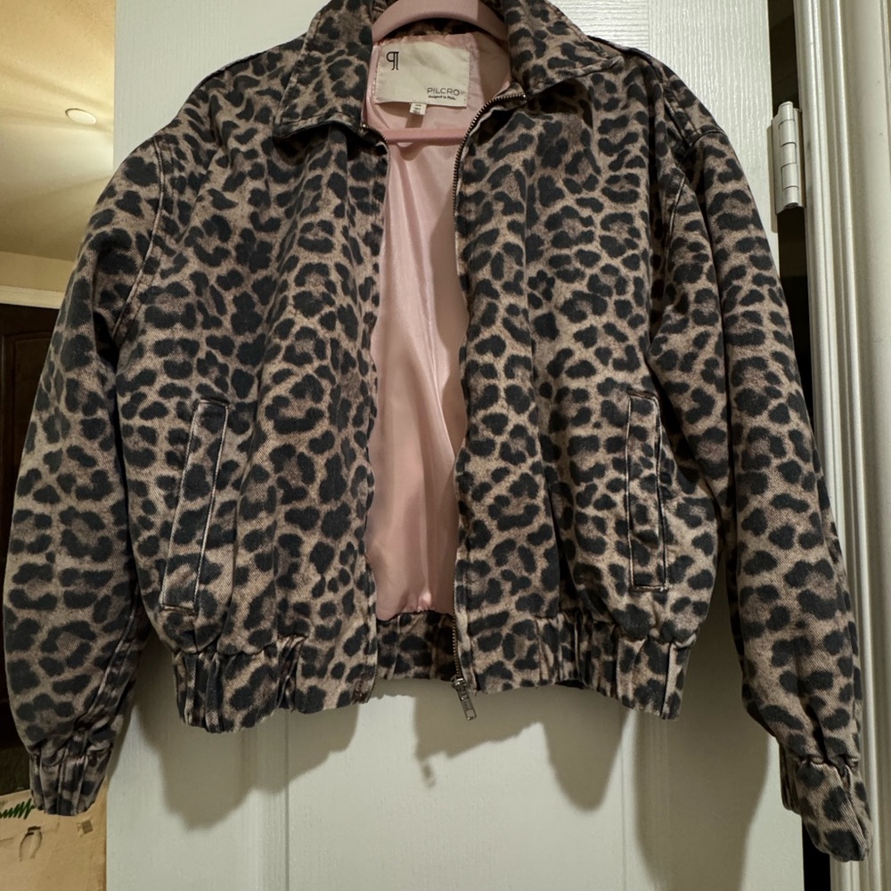 Pilcro Leopard Print Bomber Jacket